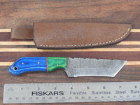 Hand Forged Handmade Damascus Tanto Skinner Knife Custom Wood Bolster #5689