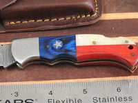 Hand Forged Custom "Texas Pride" Damascus Folding Lock back Knife. F-5646