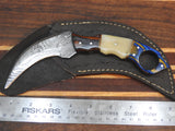Hand Forged Damascus Collectors Custom Karambit Knife. 13-24