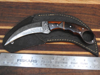 Hand Forged Damascus Collectors Custom Karambit Knife. 14-24