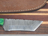 Hand Forged Handmade Damascus Tanto Skinner Knife Custom Wood Bolster #5689