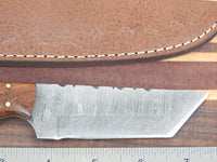 Hand Forged Handmade Damascus Tanto Skinner Knife Custom Wood Bolster #5692