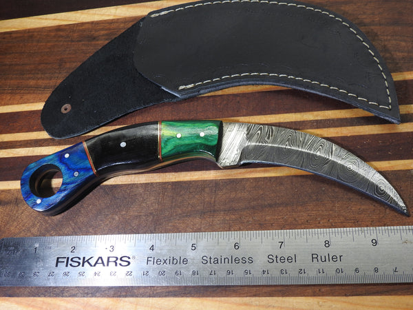 Hand Forged Damascus Collectors Custom Karambit Knife. D118
