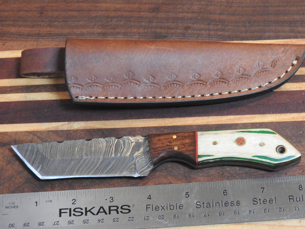 Hand Forged Damascus  Skinner Tanto Knife. D153