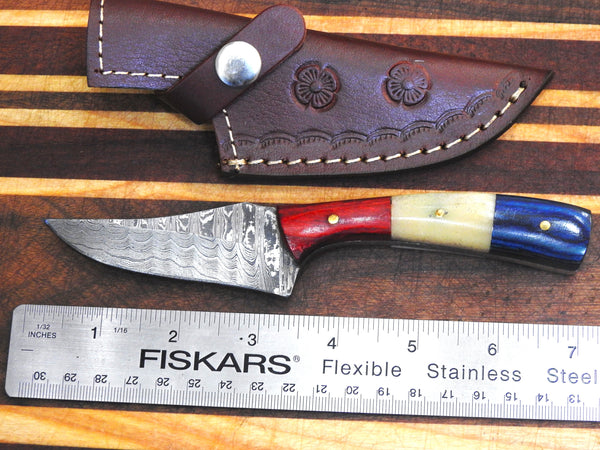 Hand Forged Handmade Damascus Skinner Knife Custom Bolsters D159