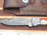 Hand Forged Custom "Texan" Damascus Folding Lock back Knife. F-5645