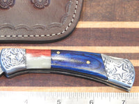 Hand Forged Custom "Texan" Damascus Folding Lock back Knife. F-5645