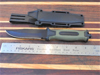 Hunting Survival Knife Rubber Handle OD Green #53