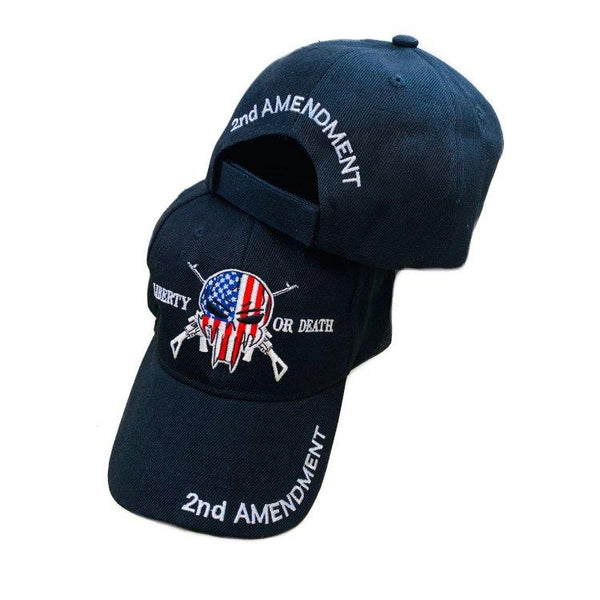 Liberty Or Death Skull Heavily Embroidered Flag Hat